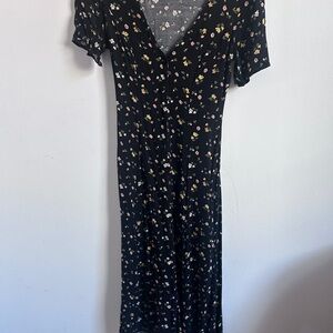 Reformation Black Maxi Dress with Floral Print